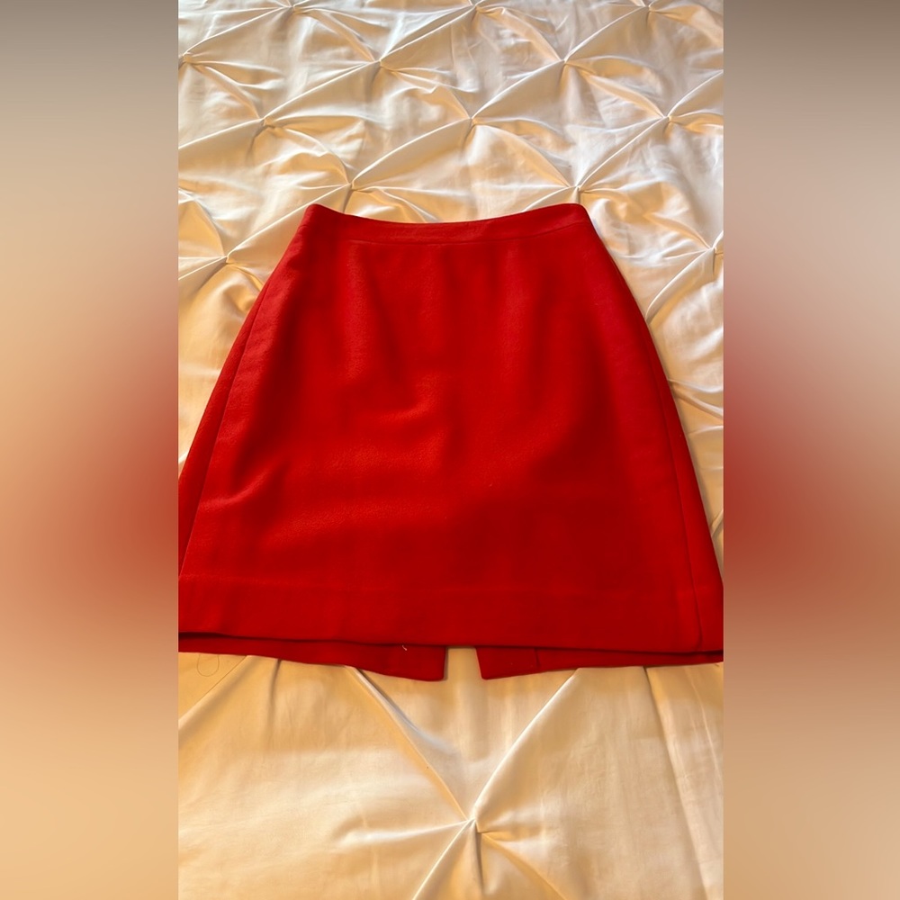 J Crew Red faux wool pencil skirt size 0